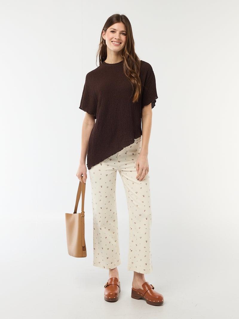 T-shirt in maglia con base asimmetrica Marrone - Kiabi