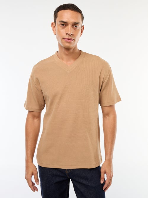 T-shirt in maglia con scollo a V - Kiabi