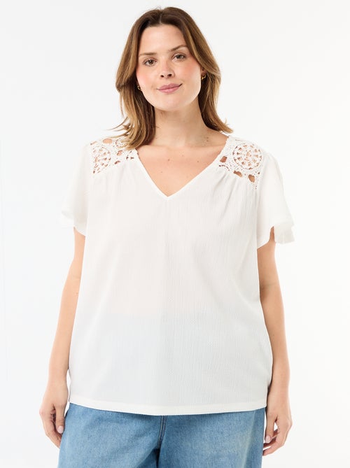 T-shirt in maglia crêpe e macramè - Kiabi