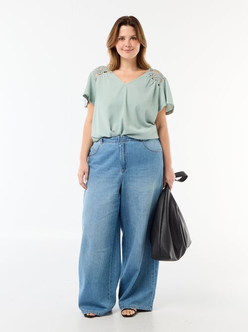 T-shirt in maglia crêpe e macramè - Kiabi