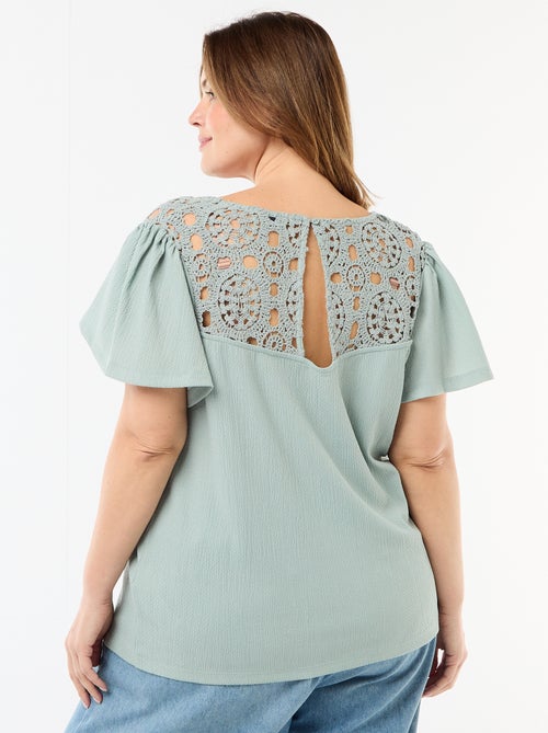 T-shirt in maglia crêpe e macramè - Kiabi