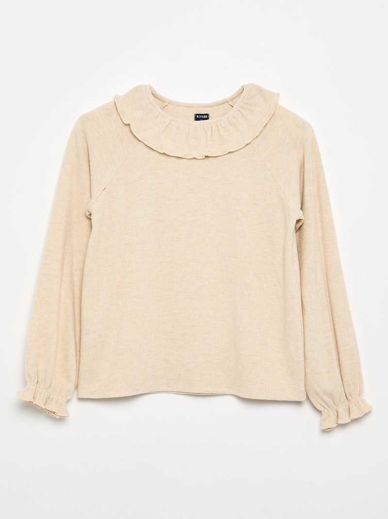 T-shirt in maglia doudou - collezione facile da indossare Beige - Kiabi