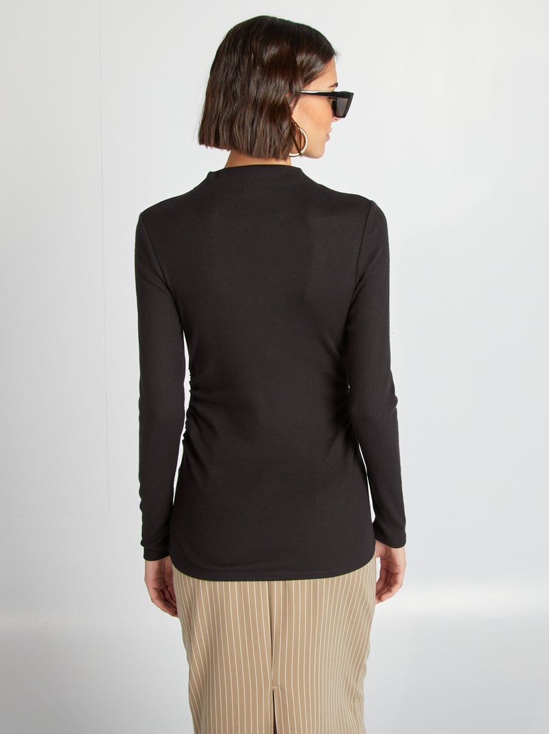 T-shirt in maglia doudou nero - Kiabi