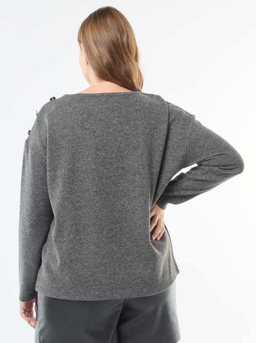 T-shirt in maglia effetto peluche con bottoni dorati - Kiabi