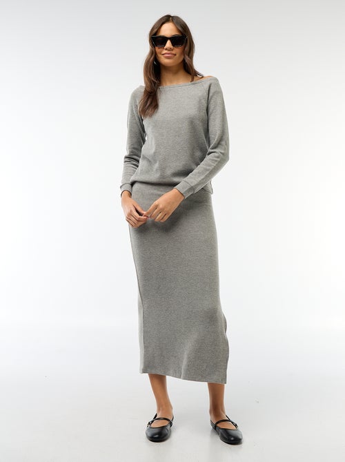 T-shirt in maglia effetto peluche con scollo a barchetta - Kiabi