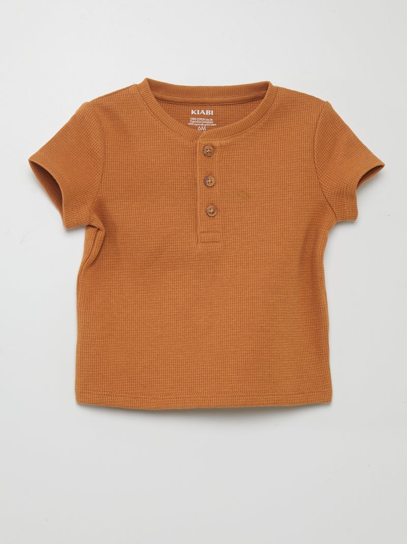 T-shirt in maglia goffrata ARANCIONE - Kiabi