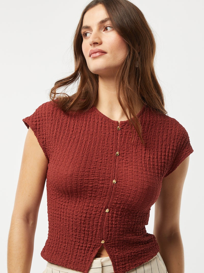 T-shirt in maglia goffrata ARANCIONE - Kiabi