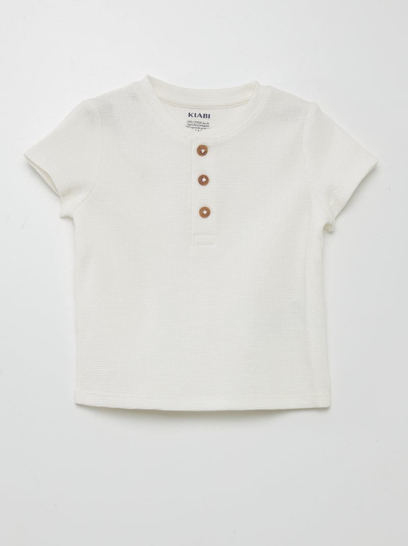 T-shirt in maglia goffrata BIANCO - Kiabi
