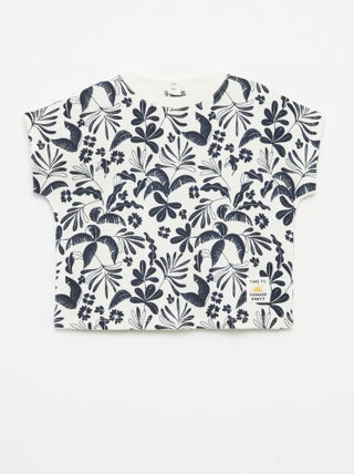 T-shirt in maglia goffrata con stampa