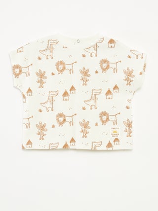 T-shirt in maglia goffrata con stampa
