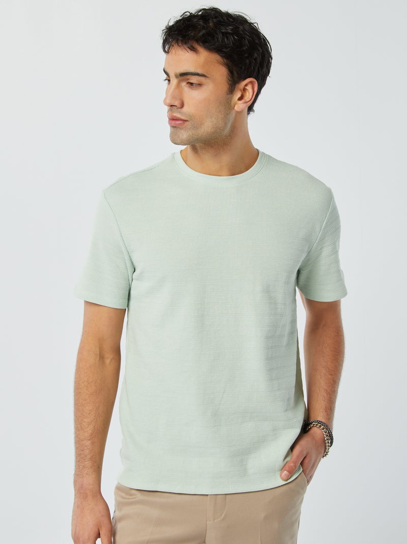 T-shirt in maglia jacquard grafica blu - Kiabi