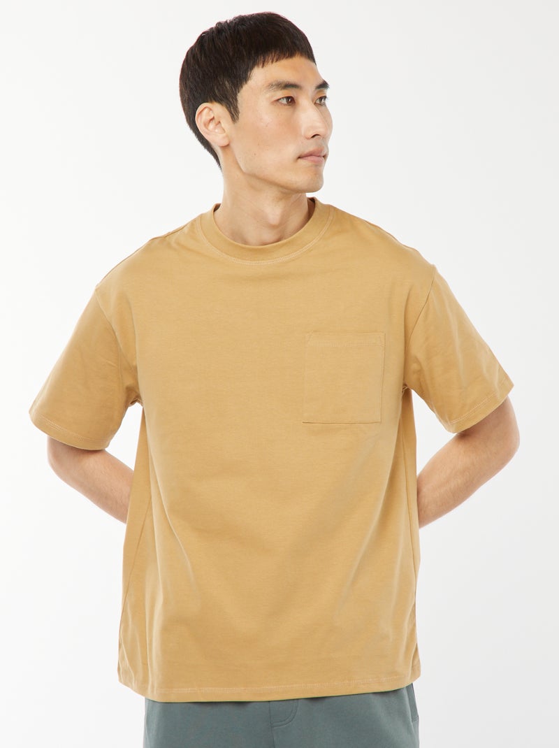 T-shirt in maglia jersey a maniche corte Beige - Kiabi