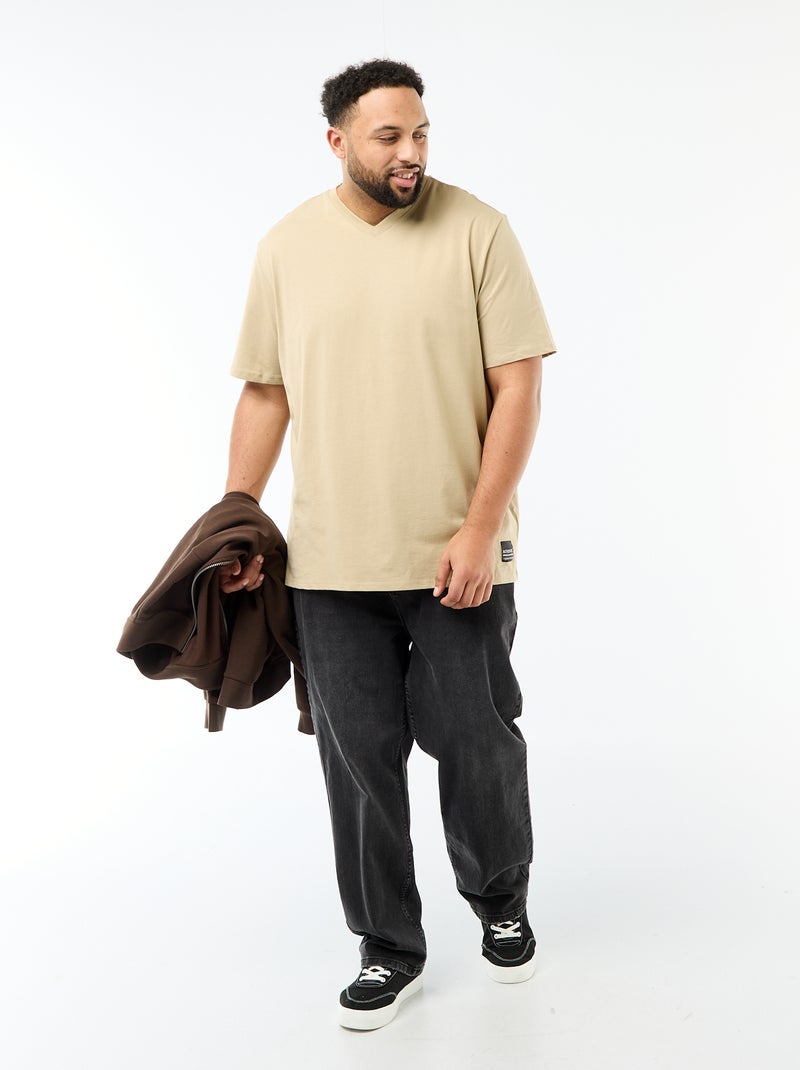 T-shirt in maglia jersey a maniche corte Beige - Kiabi