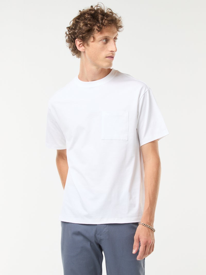 T-shirt in maglia jersey a maniche corte bianco - Kiabi