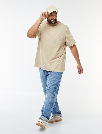 T-shirt in maglia jersey a maniche corte e scollo a V