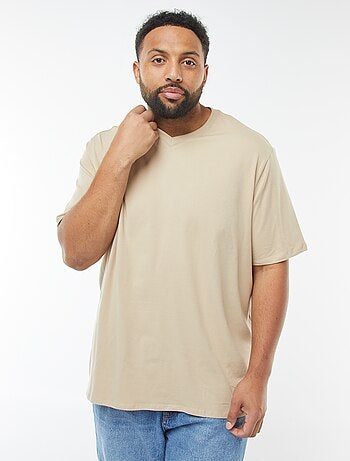 T-shirt in maglia jersey a maniche corte e scollo a V