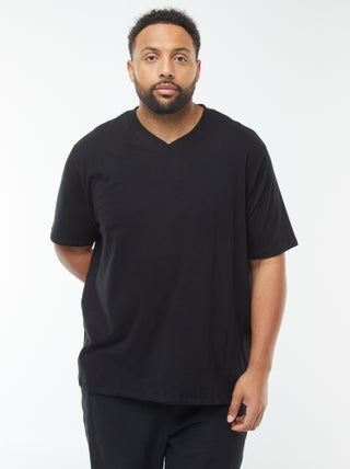 T-shirt in maglia jersey a maniche corte e scollo a V