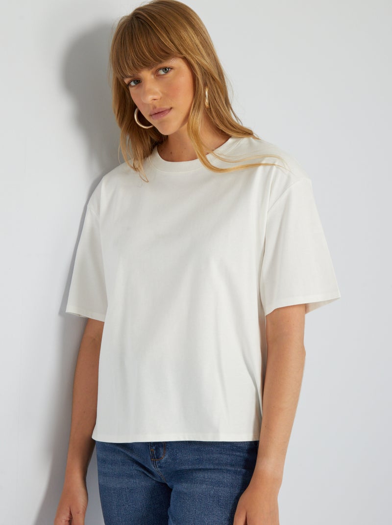 T-shirt in maglia jersey Bianco - Kiabi