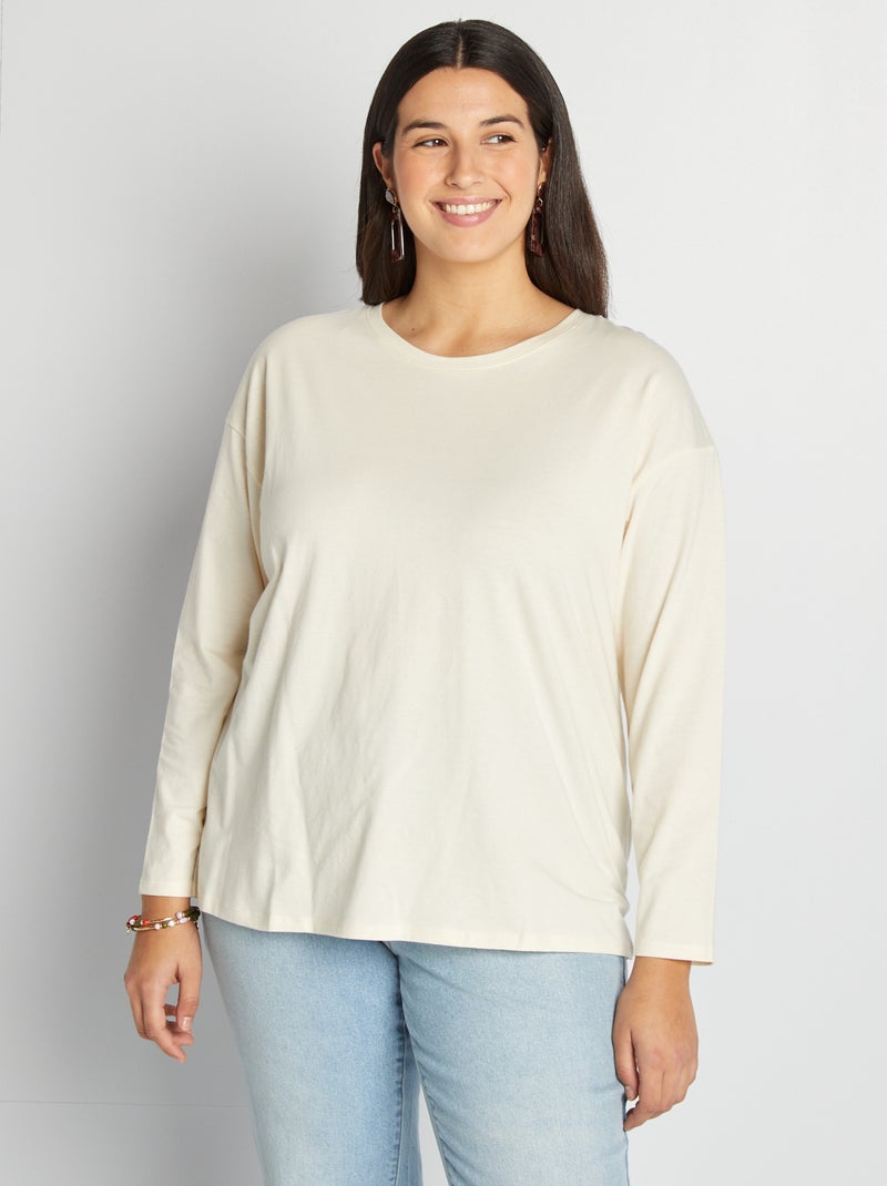 T-shirt in maglia jersey maniche lunghe BIANCO - Kiabi