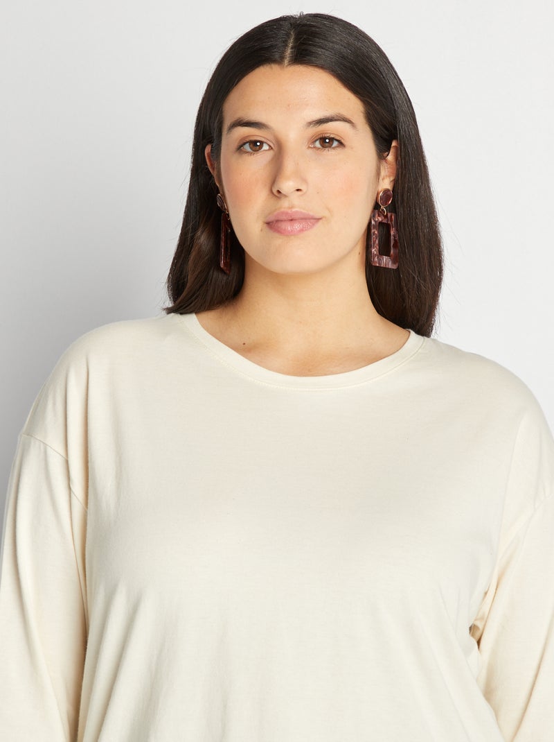 T-shirt in maglia jersey maniche lunghe BIANCO - Kiabi