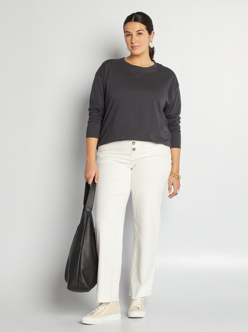 T-shirt in maglia jersey maniche lunghe NERO - Kiabi