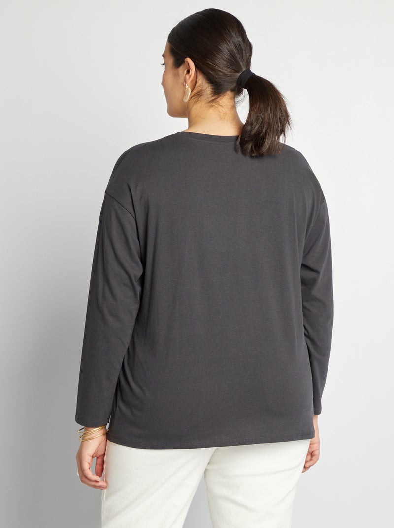 T-shirt in maglia jersey maniche lunghe NERO - Kiabi