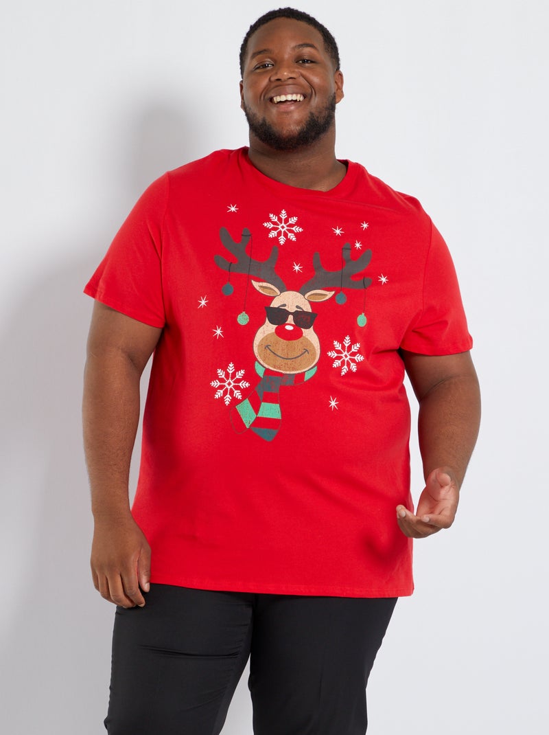 T-shirt in maglia jersey 'Natale' ROSSO - Kiabi