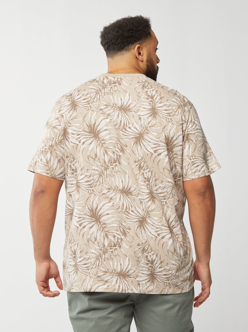 T-shirt in maglia jersey stampata a maniche corte BEIGE - Kiabi