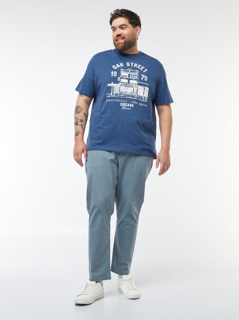 T-shirt in maglia jersey stampata a maniche corte BLU - Kiabi