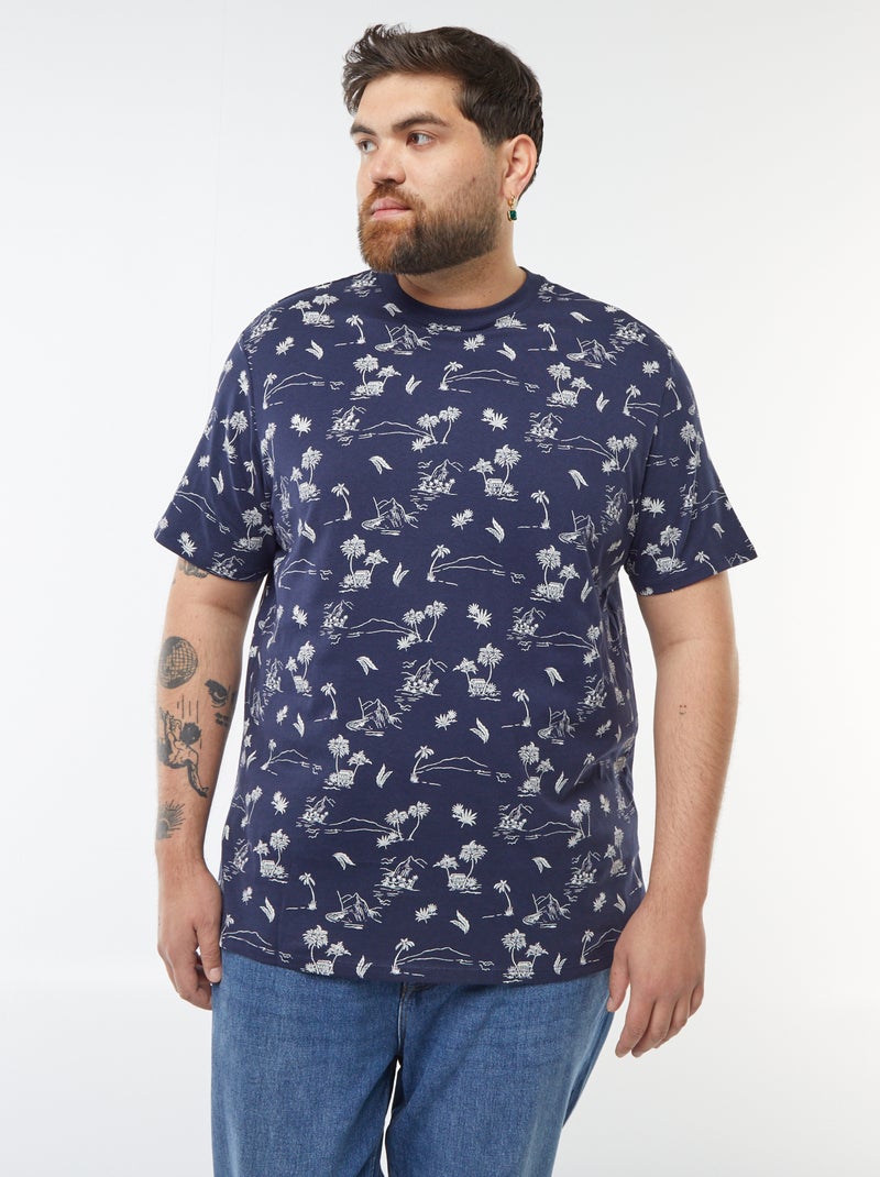T-shirt in maglia jersey stampata a maniche corte NERO - Kiabi