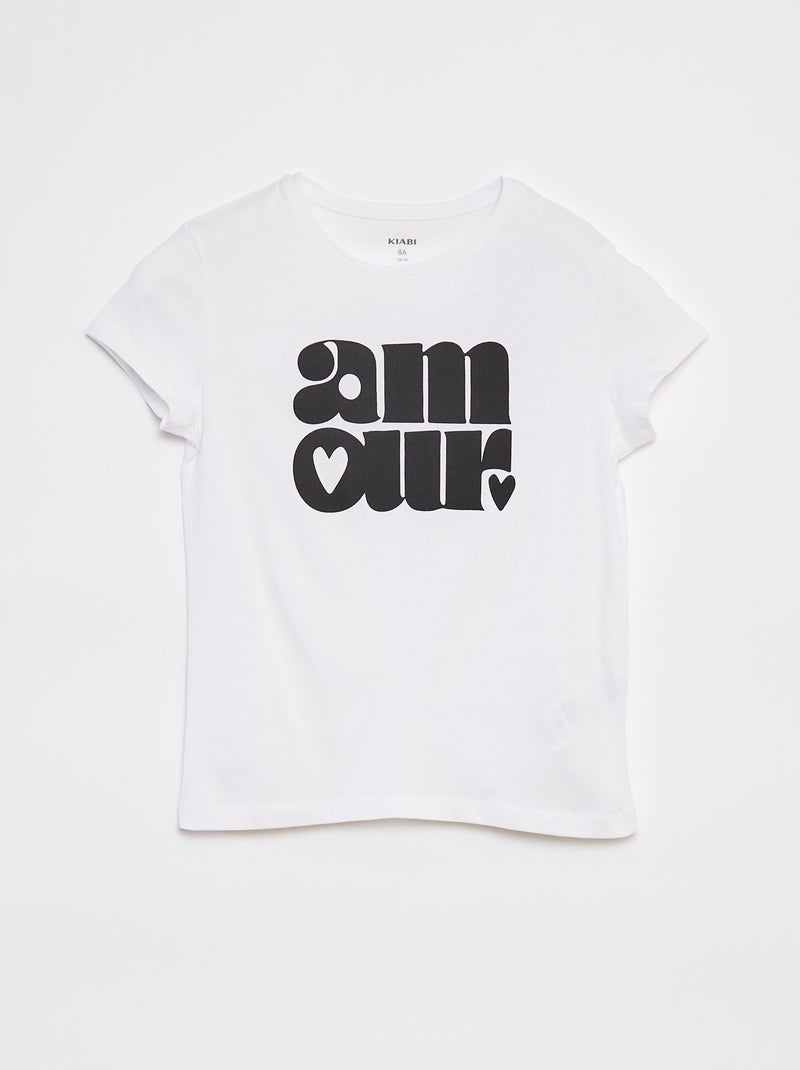 T-shirt in maglia jersey stampata BIANCO - Kiabi