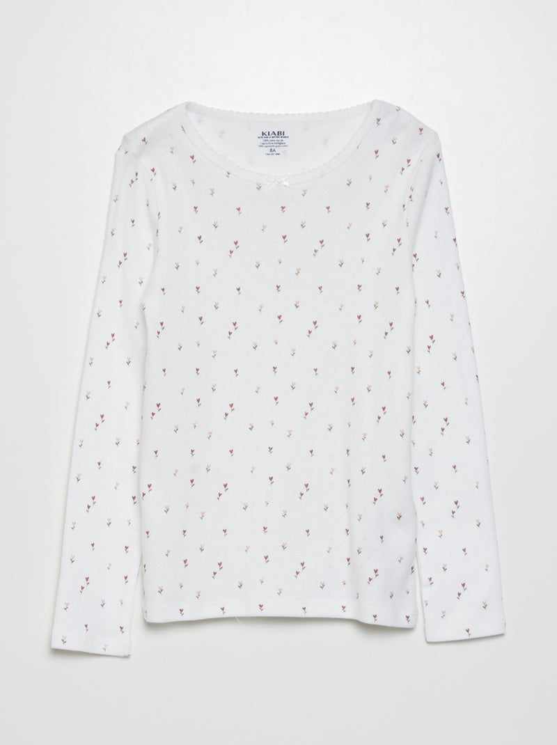 T-shirt in maglia operata - Confezione da 2 BIANCO - Kiabi