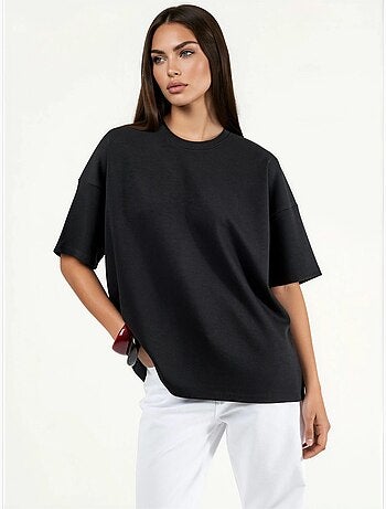 T-shirt in maglia oversize con girocollo effetto modal hiccup