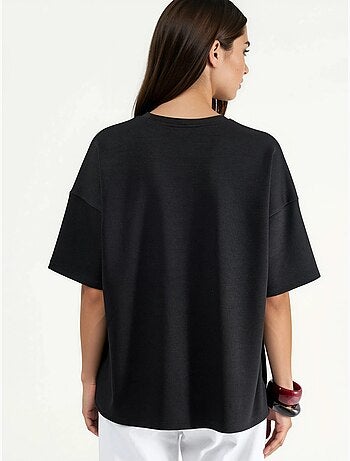 T-shirt in maglia oversize con girocollo effetto modal hiccup