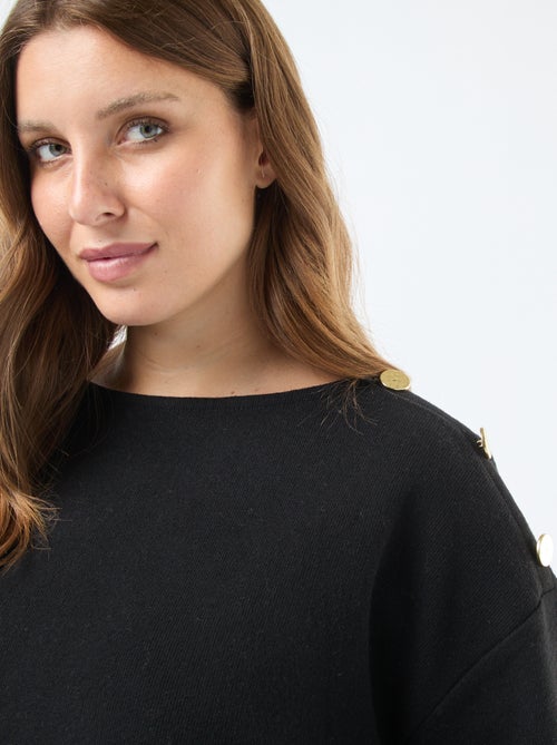 T-shirt in maglia peluche con bottoni dorati - Kiabi