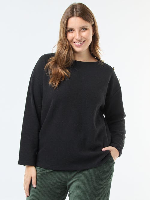 T-shirt in maglia peluche con bottoni dorati - Kiabi