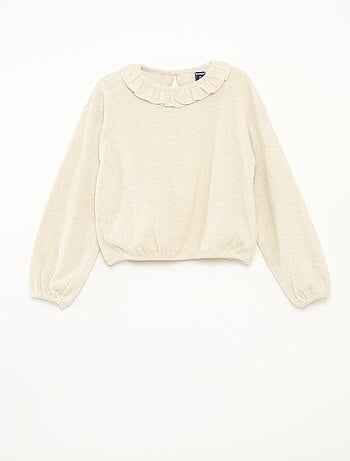 T-shirt in maglia peluche tinta unita