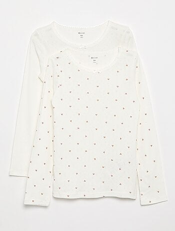 T-shirt in maglia operata - Confezione da 2