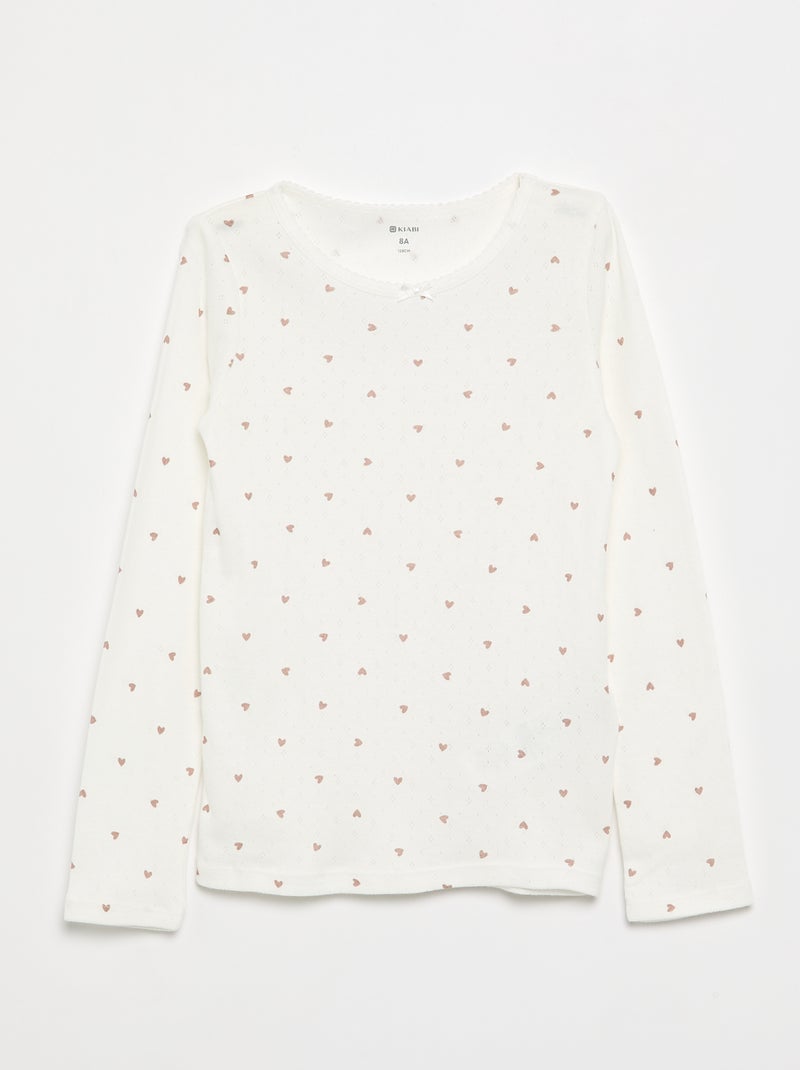 T-shirt in maglia pointelle - Confezione da 2 Beige - Kiabi