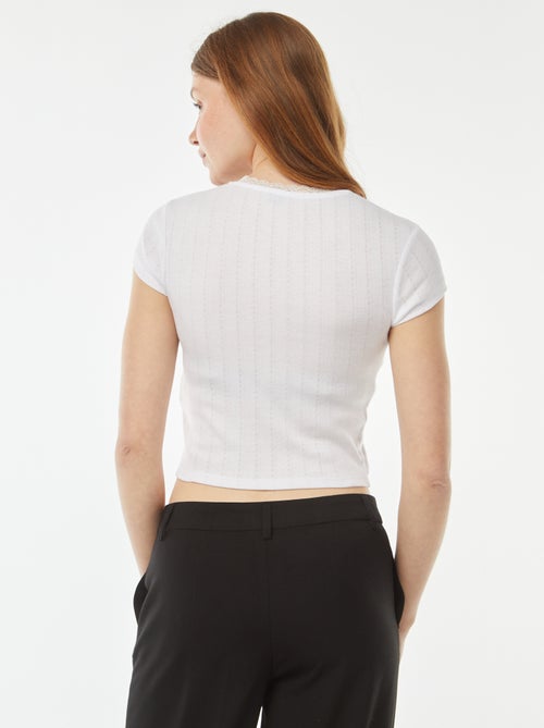 T-shirt in maglia pointelle e maniche corte - Kiabi