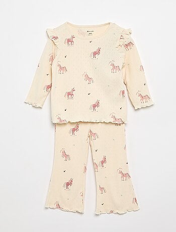 T-shirt in maglia pointelle + pantaloni - 2 pezzi