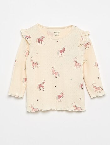 T-shirt in maglia pointelle + pantaloni - 2 pezzi