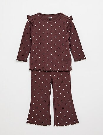 T-shirt in maglia pointelle + pantaloni - 2 pezzi