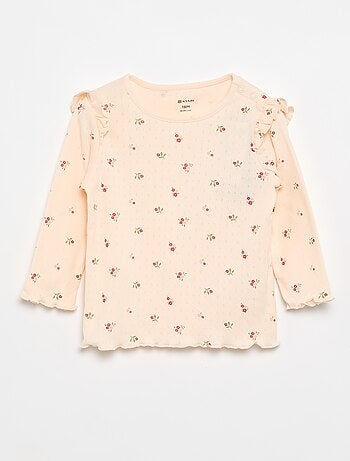 T-shirt in maglia pointelle + pantaloni - 2 pezzi