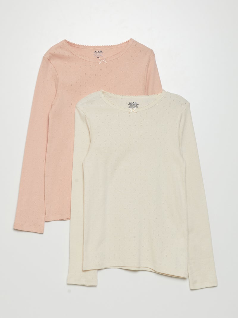 T-shirt in maglia pointelle ROSA - Kiabi
