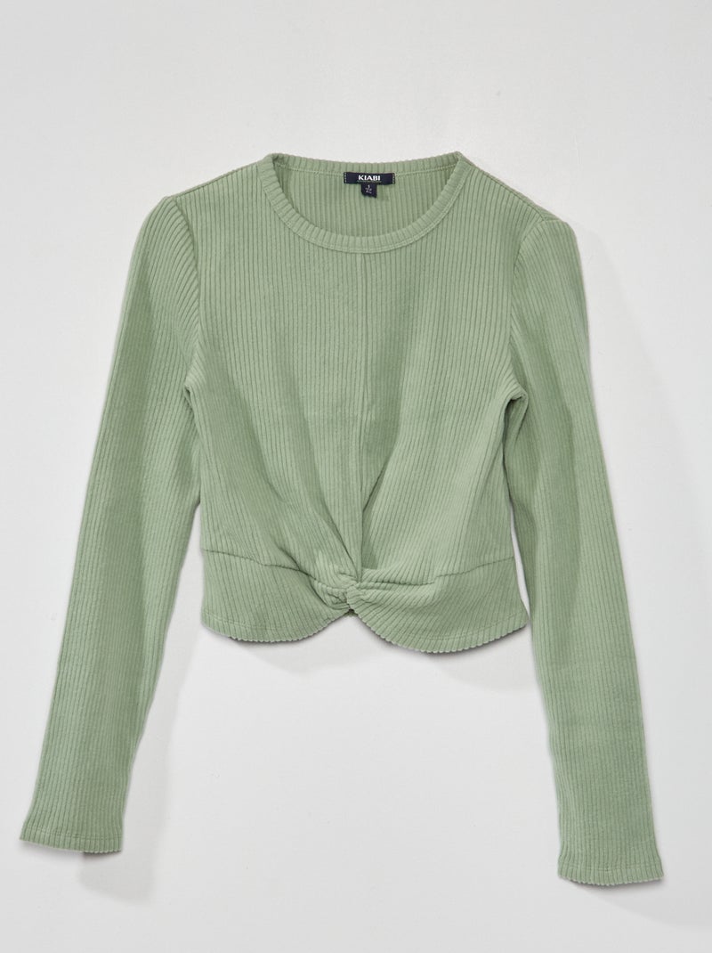 T-shirt in maglia soffice a coste VERDE - Kiabi