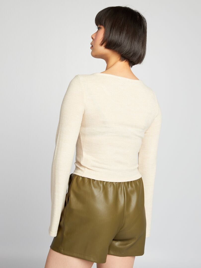 T-shirt in maglia soffice BEIGE - Kiabi