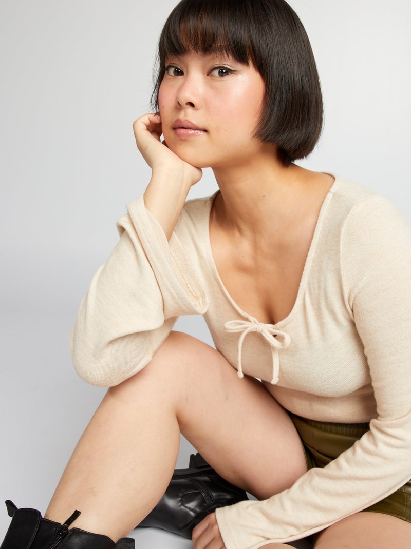 T-shirt in maglia soffice BEIGE - Kiabi