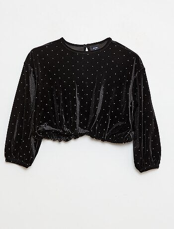 T-shirt in maglia soffice con strass