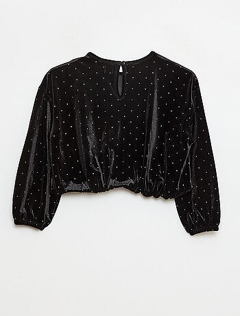 T-shirt in maglia soffice con strass